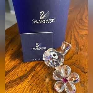 Swarovski Bird Perched on a Branch with Flower